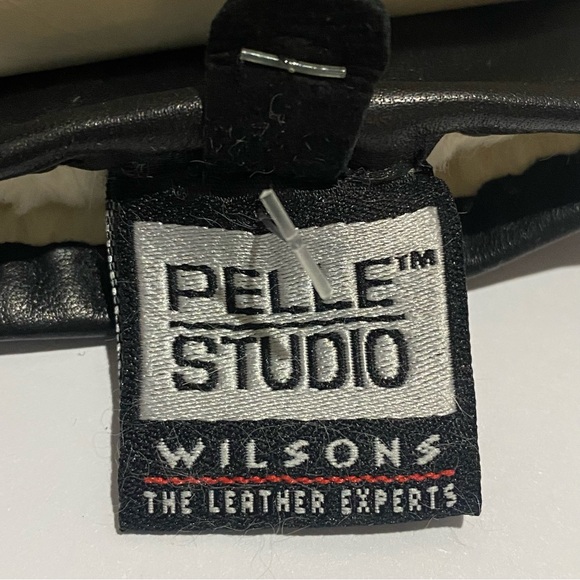 Wilson's Leather Pelle Studio Womens M Black Leather Gloves Rabbit Fur Lined NWT - Picture 8 of 9